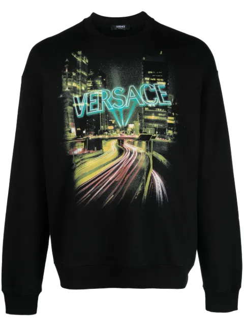 Versace City Lights cotton sweatshirt Black 1012555