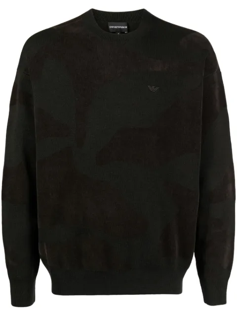 Emporio Armani logo-embroidered camouflage-pattern jumper Green 6R1MXM1MNHZ