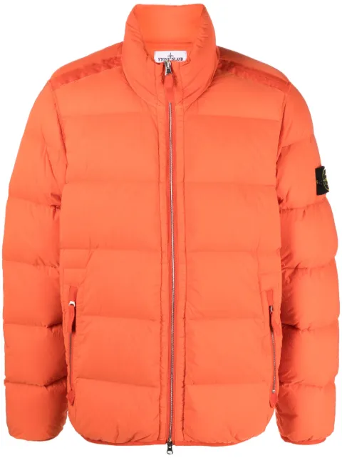 Stone Island Compass-appliqué quilted jacket Orange 791544028