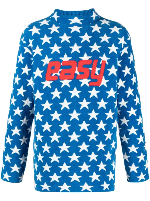 ERL mock-neck intarsia-knit jumper Blue ERL07N006