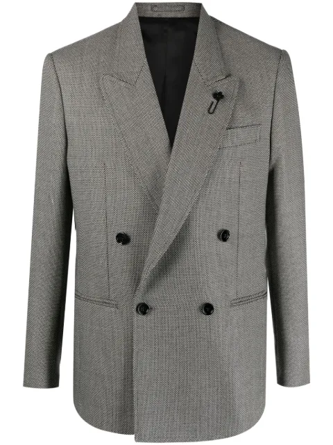 Lardini micro-dot double-breasted wool blazer Black IT6906EITAT61571