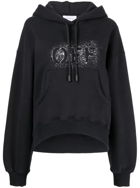 Off-White spray-paint logo cotton hoodie Black OWBB058F23JER0041001