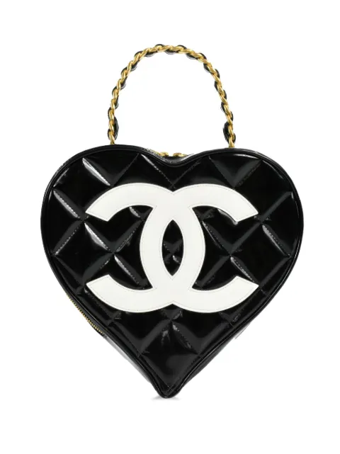 CHANEL Pre-Owned 1995 CC Heart diamond-quilted vanity bag Black 3348871