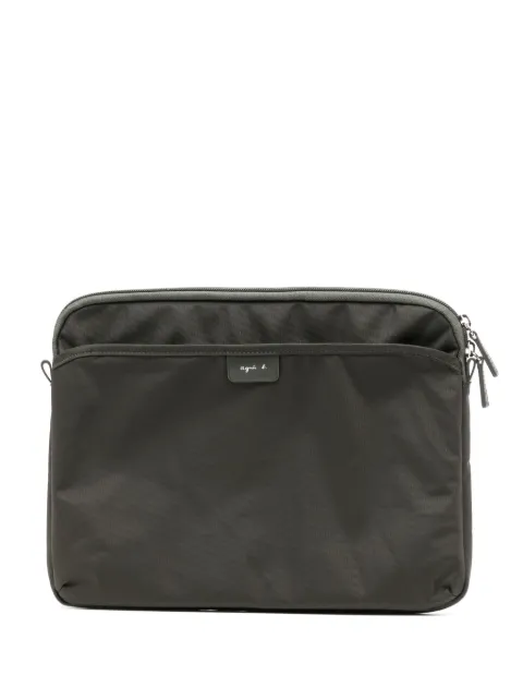 agnès b. logo-patch zipped laptop bag Green P199VNR5