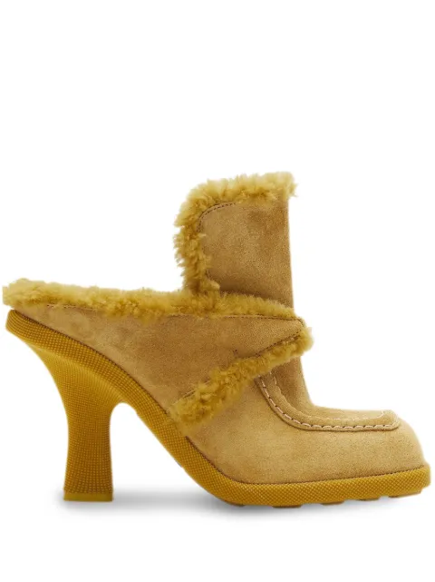 Burberry Highland shearling-trim suede mules Yellow 8077389