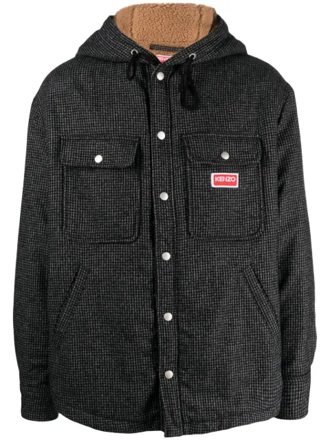 Kenzo houndstooth-pattern hooded jacket Grey FD65CH5169RD