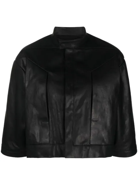 Rick Owens cropped leather jacket Black RP02C1713LCR