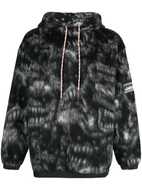 Aries logo-patch drawstring hoodie Black FUAR70016