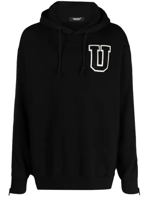 Undercover logo-patch cotton hoodie Black UC2C4810
