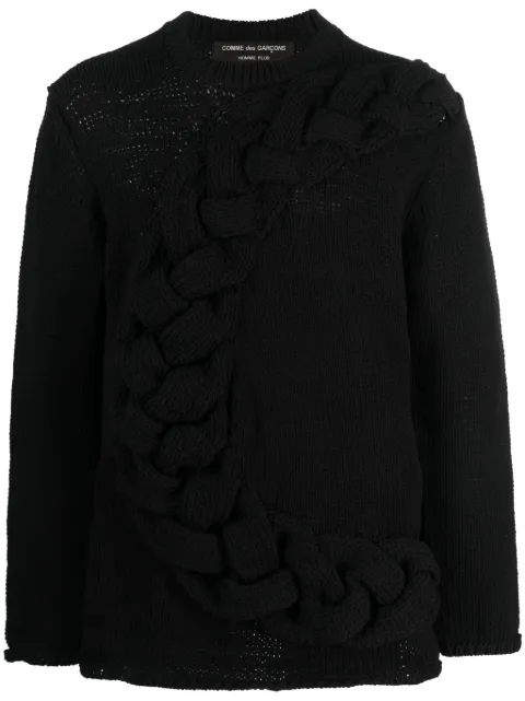 Comme des Garçons Homme Plus crew-neck chunky cable-knit jumper Black PLN009