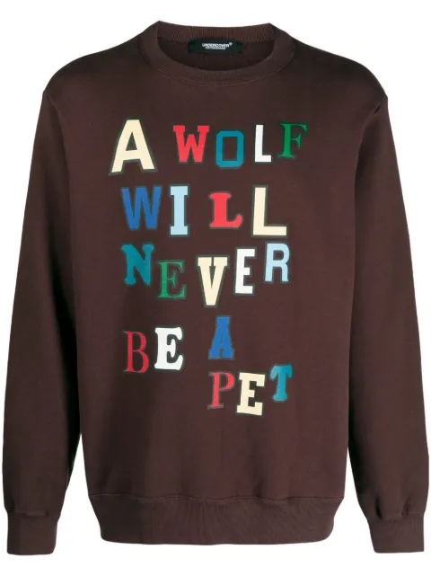 Undercover slogan-print cotton sweatshirt Brown UC2C48914