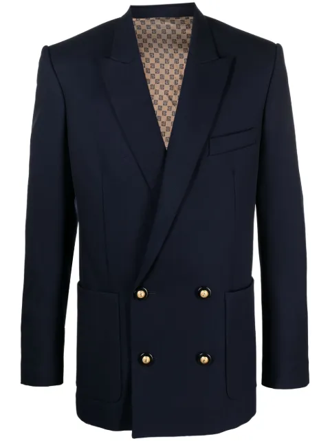 Balmain double-breasted virgin-wool blazer Blue BH0SI625WB02