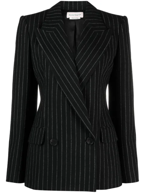 Alexander McQueen striped double-breasted blazer Black 768496QJAD3