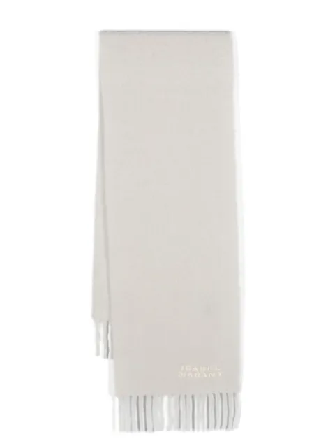 ISABEL MARANT Firny logo-embroidered scarf Neutrals EC002XFBA4C04A