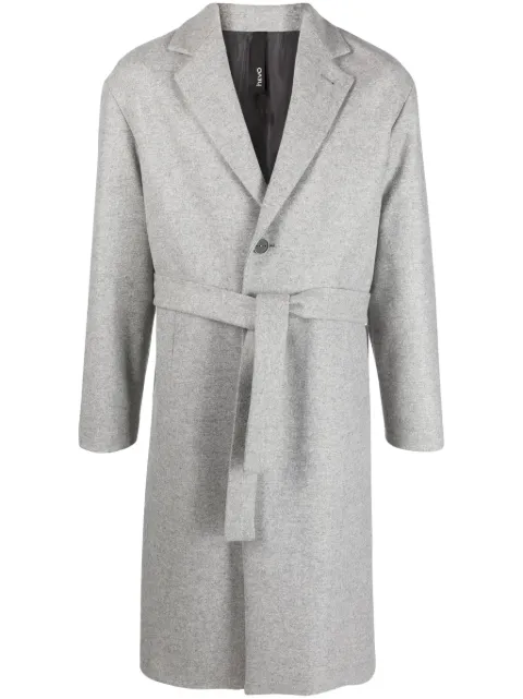 Hevo Cisternino belted single-breasted coat Grey CISTERNINO