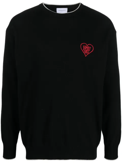 Family First embroidered-logo crew-neck jumper Black SWF2302