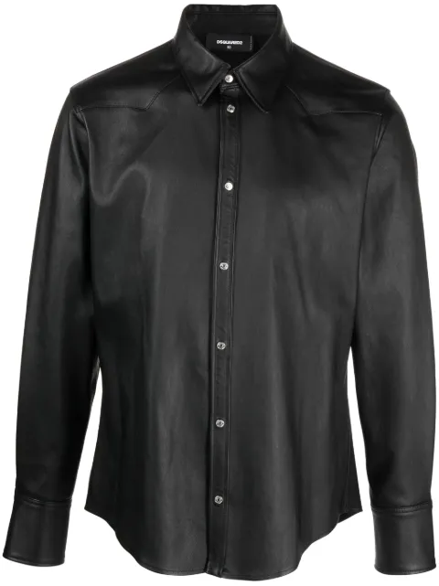 DSQUARED2 long-sleeve leather shirt Black S71DM0663SY1521