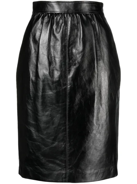 Saint Laurent high-waist leather pencil skirt Black 760867YCOF2