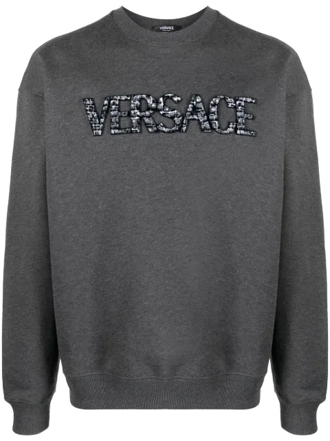 Versace logo-patch cotton sweatshirt Grey 10125571A09048