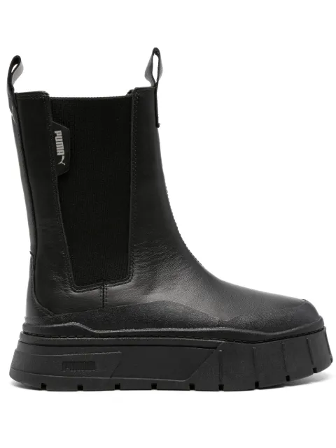 PUMA Mayze Stack 50mm leather Chelsea boots Black 38627206
