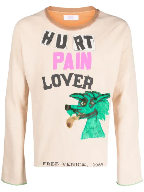 ERL slogan-print long-sleeve T-shirt Neutrals ERL07T005