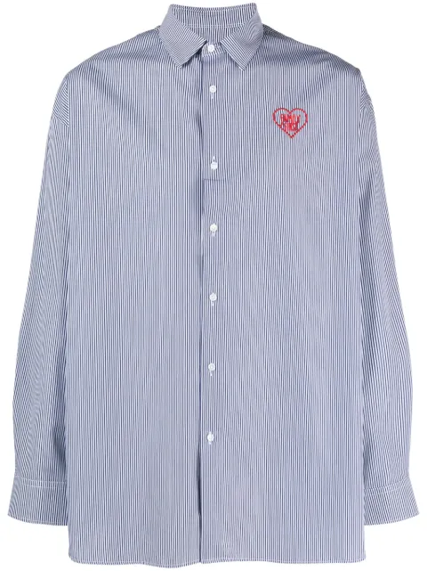 Family First embroidered-logo striped shirt Blue SHF2305