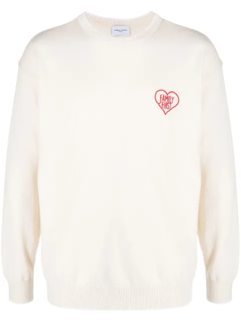 Family First embroidered-logo crew-neck jumper White SWF2302