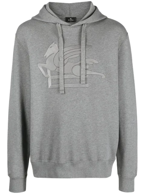 ETRO logo-stamp cotton hoodie Grey 1Y5269731