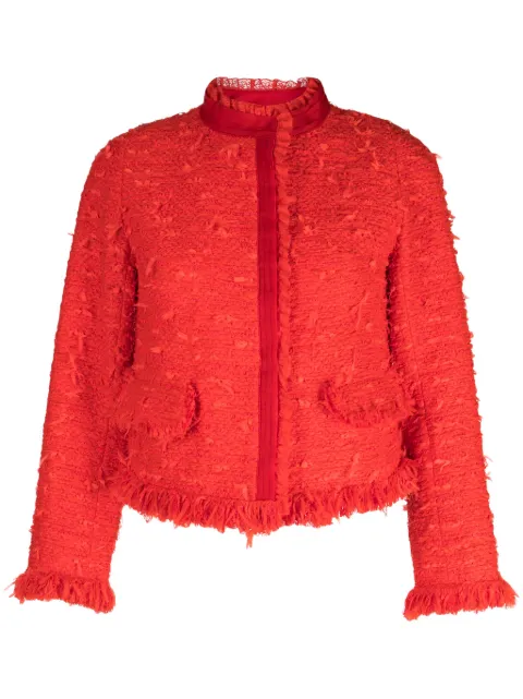SHIATZY CHEN tweed frayed-trim jacket Red 633746