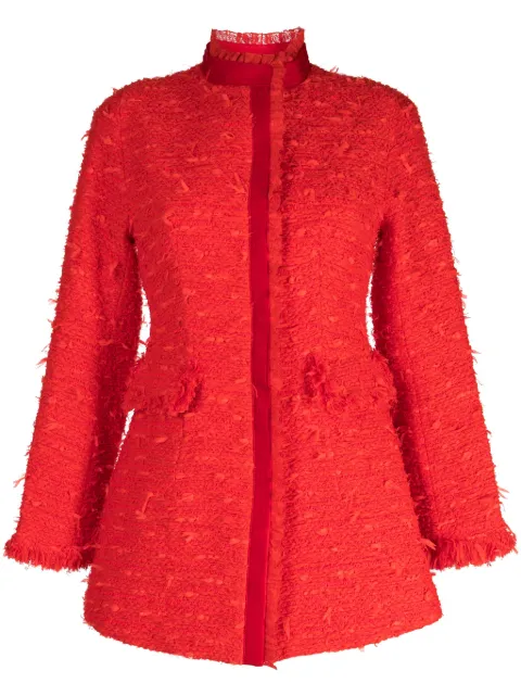 SHIATZY CHEN tweed high-neck jacket Red 633736