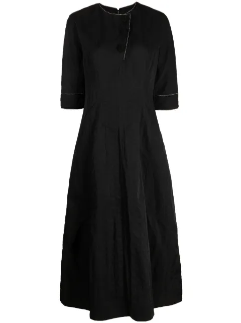 SHIATZY CHEN floral-button half-sleeve midi dress Black 633635
