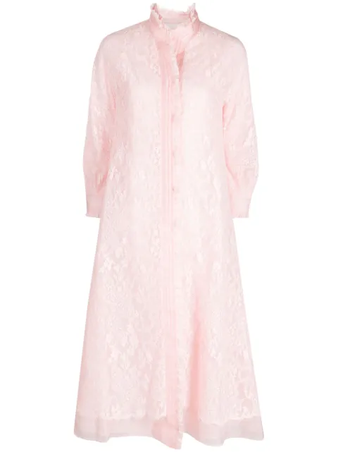 SHIATZY CHEN lace pleated single-breasted coat Pink 633617