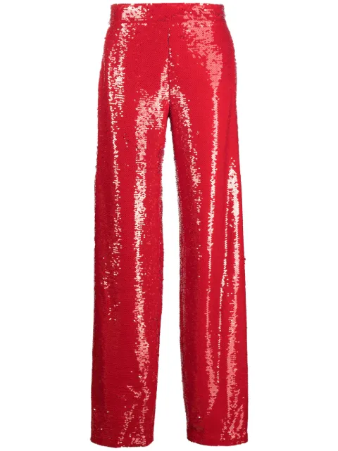 Genny sequinned high-waisted straight-leg trousers Red 75AJA179J0121