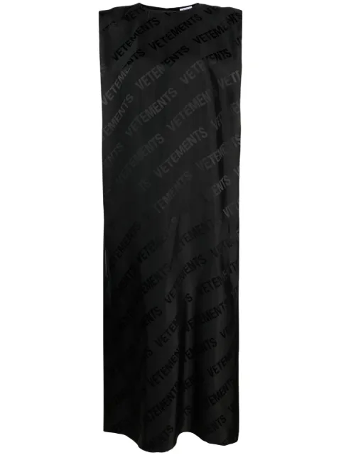 VETEMENTS logo-print sleeveless dress Black WE54DR260B1904