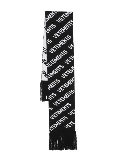 VETEMENTS logo-intarsia merino scarf Black UE54SC100B9677