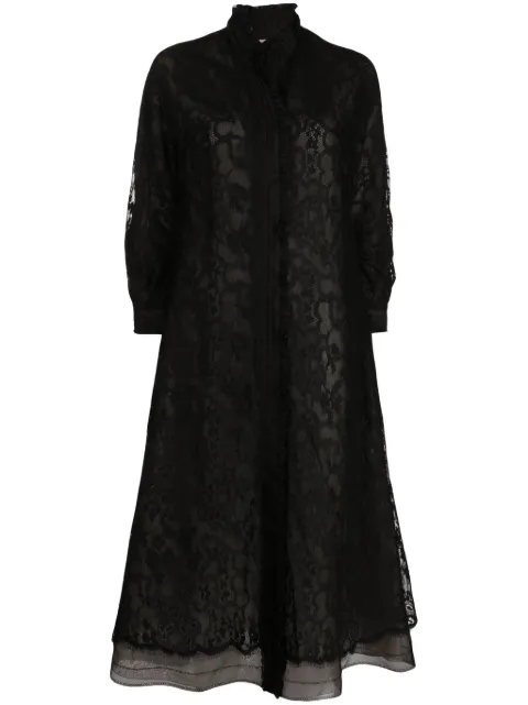 SHIATZY CHEN lace pleated single-breasted coat Black 633617
