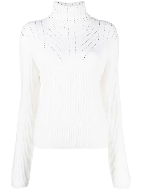 Genny stud-embellished wool jumper White 75AAF804CMX05