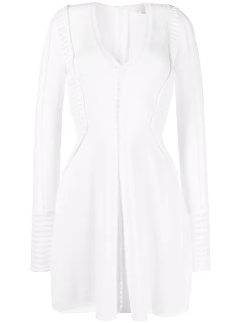 Genny perforated-detailing V-neck dress White 75AAF869CMX11