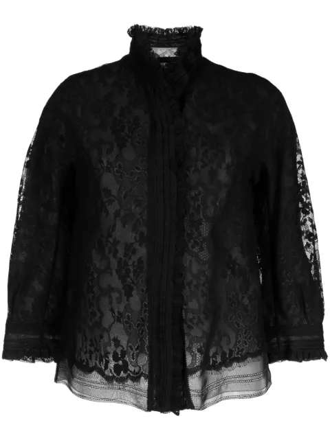 SHIATZY CHEN organza lace-overlay jacket Black 633616