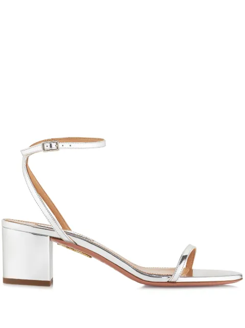Aquazzura Olie 50mm metallic leather sandals Silver OLEMIDS1SPECCC