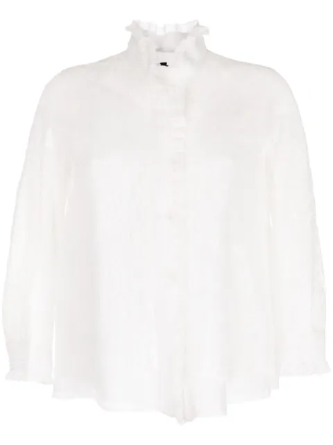 SHIATZY CHEN organza lace-overlay jacket White 633616