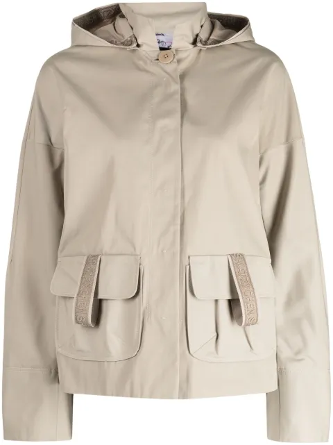 SHIATZY CHEN logo-tape hooded bomber jacket Neutrals 633016