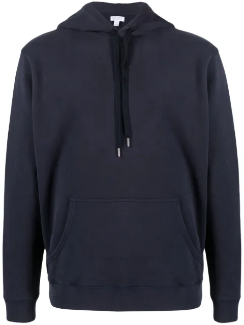 Sunspel drawstring-fastening cotton hoodie Blue MHOD1525U