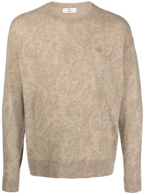 ETRO logo-embroidered wool jumper Neutrals 1N9659607