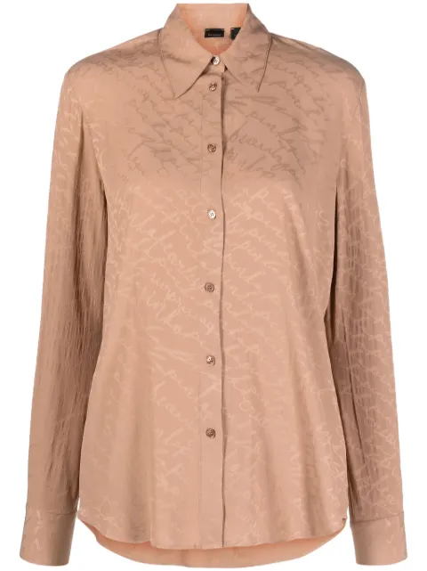 PINKO logo-print satin-finish shirt Neutrals 100121A193