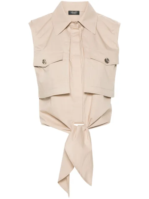 LIU JO layered tie-fastening vest Neutrals CA4420T3246