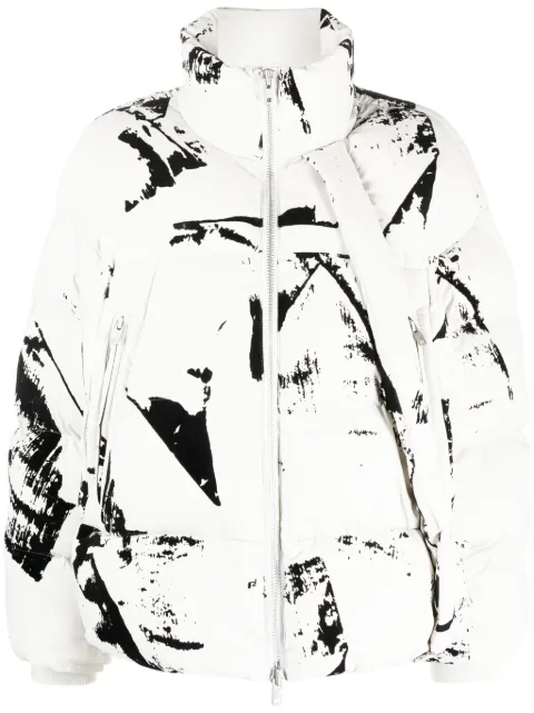Y-3 paint splatter-print puffer jacket Neutrals IL2036