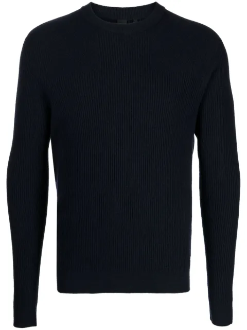 Alpha Tauri logo-plaque ribbed-knit jumper Blue V4Y702