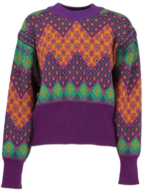 Saint Laurent Pre-Owned 1980s intarsia-knit wool jumper Purple YSA600HU