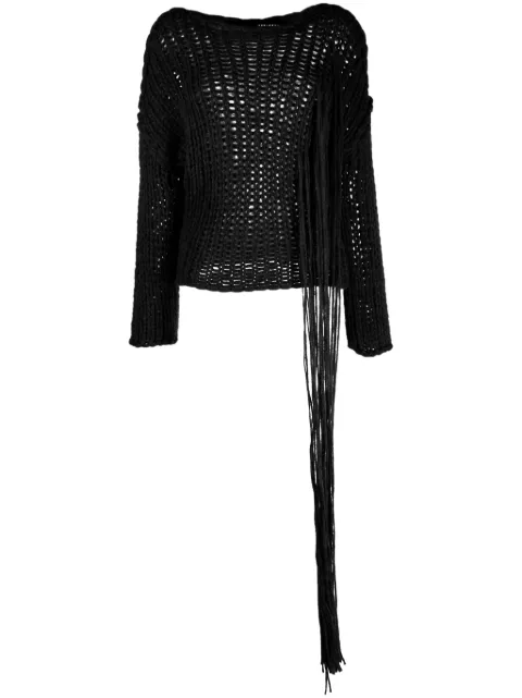 Isabel Benenato macramé-detail crochet-knit jumper Black DK13F23
